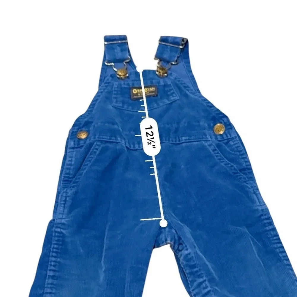 Vintage OshKosh B'Gosh Vestbak Overalls 18M Blue Corduroy Snap Leg USA